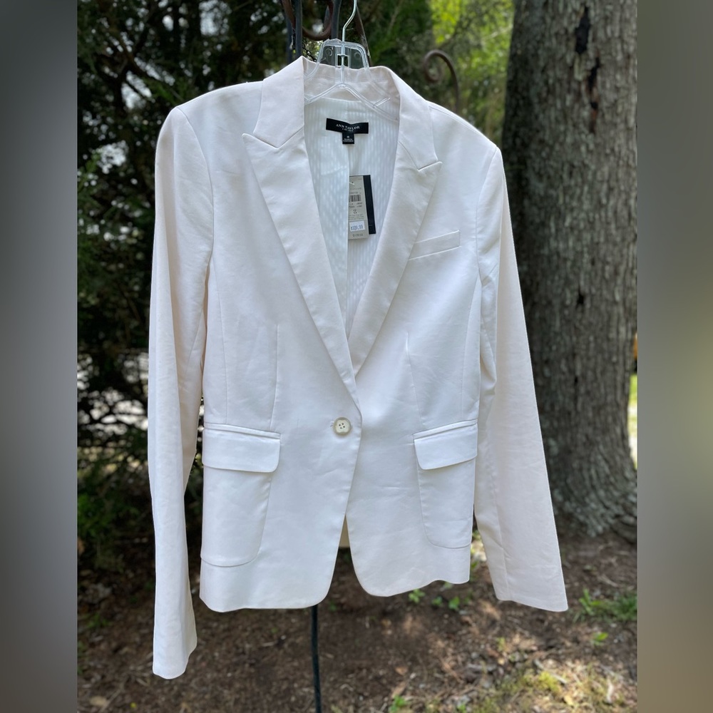 Ann Taylor soft white cotton linen blazer Womens 8 nwt